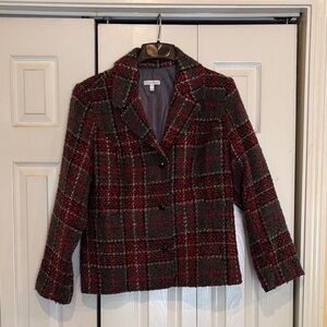 Fashion Bug Red and Gray Plaid Blazer